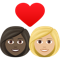 Couple with Heart- Woman- Woman- Dark Skin Tone- Medium-Light Skin Tone emoji on Emojione